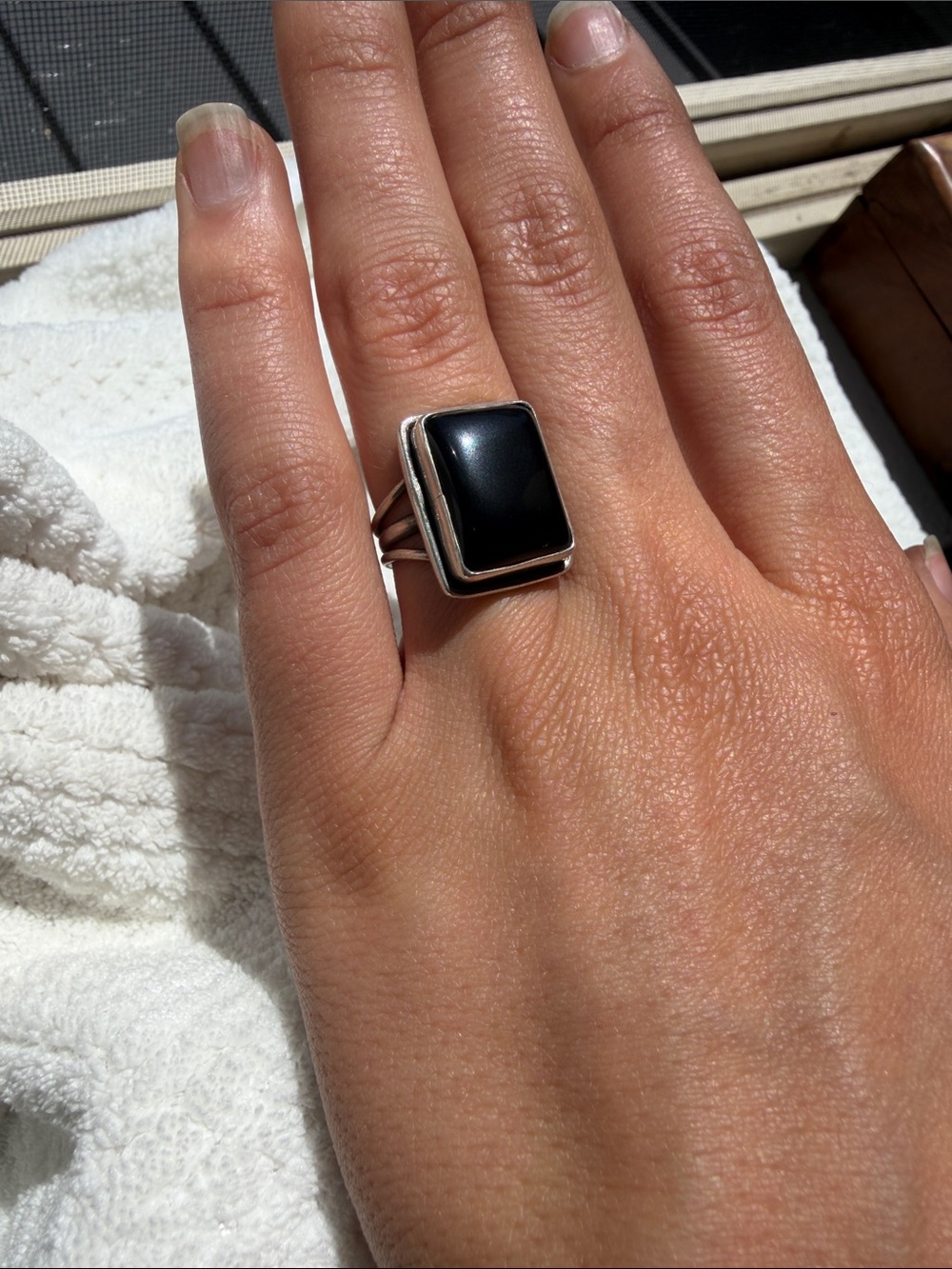 Sterling Silver Black Onyx Square Ring